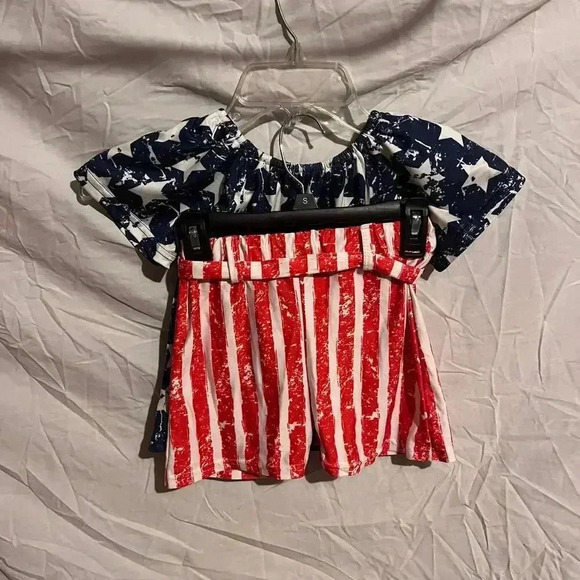 Toddler Girls Patriotic American Flag Outfit 4T - Picture 2 of 8